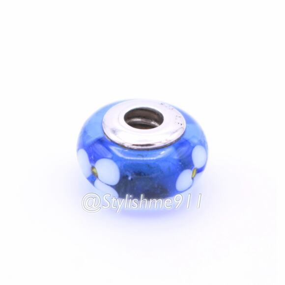 Authentic PANDORA Retired Blue Murano Glass Flowers Bead - 790609 - Picture 6 of 10